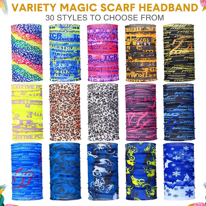 Tarpop 30 Pcs Neck Gaiters Scarf Elastic Wrap Headband Sweat Absorbing Bandana for Women Men Sports Yoga Running - Image 4